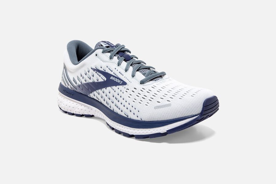 Brooks Running Shoes - Ghost 13 Road Mens - White/Blue - QKM-671035